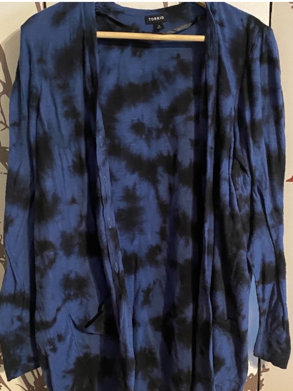 torrid Black & Blue Tie-Dye Open Cardigan